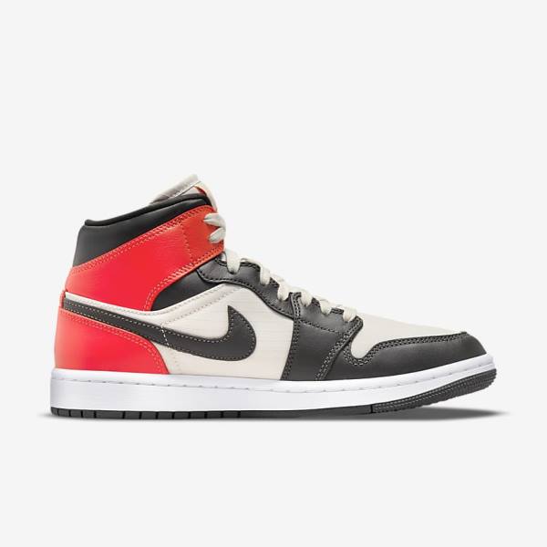 Light Brown / Light Red / White Women's Nike Air Jordan 1 Mid SE Sneakers | NK130HBC