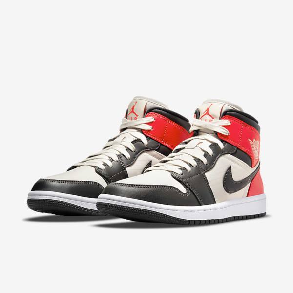 Light Brown / Light Red / White Women's Nike Air Jordan 1 Mid SE Sneakers | NK130HBC