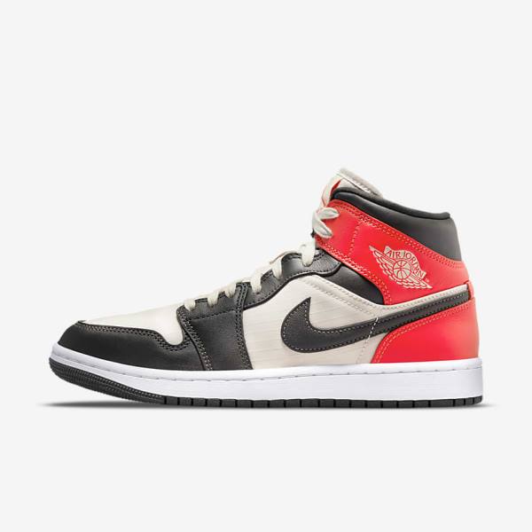 Light Brown / Light Red / White Women\'s Nike Air Jordan 1 Mid SE Sneakers | NK130HBC