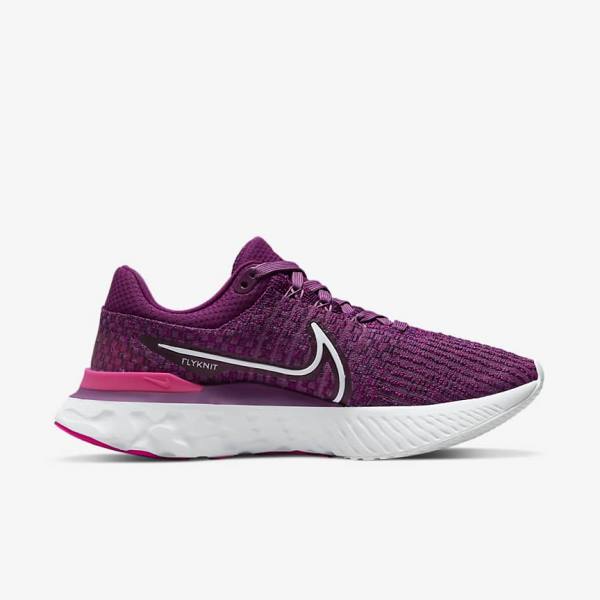 Light Burgundy / Pink / White Women's Nike React Infinity Run Flyknit 3 Road Running Shoes | NK017STA