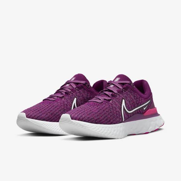 Light Burgundy / Pink / White Women's Nike React Infinity Run Flyknit 3 Road Running Shoes | NK017STA