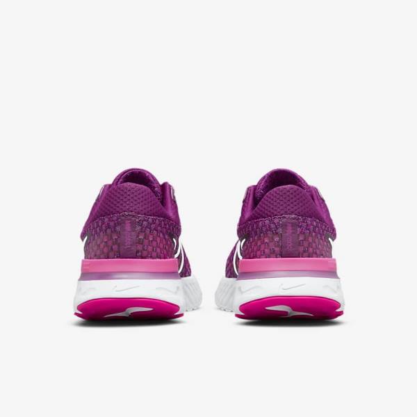 Light Burgundy / Pink / White Women's Nike React Infinity Run Flyknit 3 Road Running Shoes | NK017STA