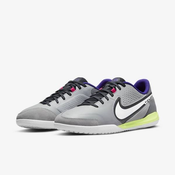 Light Grey / White Men's Nike Tiempo Legend 9 Academy IC Indoor-Court Football Shoes | NK547KYH