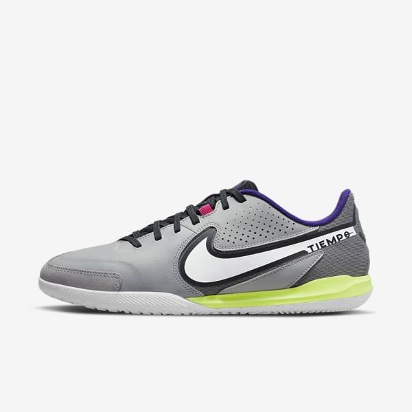 Light Grey / White Men\'s Nike Tiempo Legend 9 Academy IC Indoor-Court Football Shoes | NK547KYH