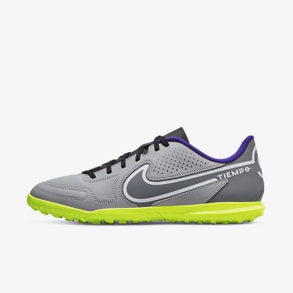 Light Grey / White Women\'s Nike Tiempo Legend 9 Club TF Turf Football Shoes | NK526HYJ