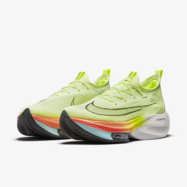 Light Mango / Metal Red Brown / Black Men's Nike Air Zoom Alphafly NEXT% Flyknit Road Racing Running Shoes | NK201LKA