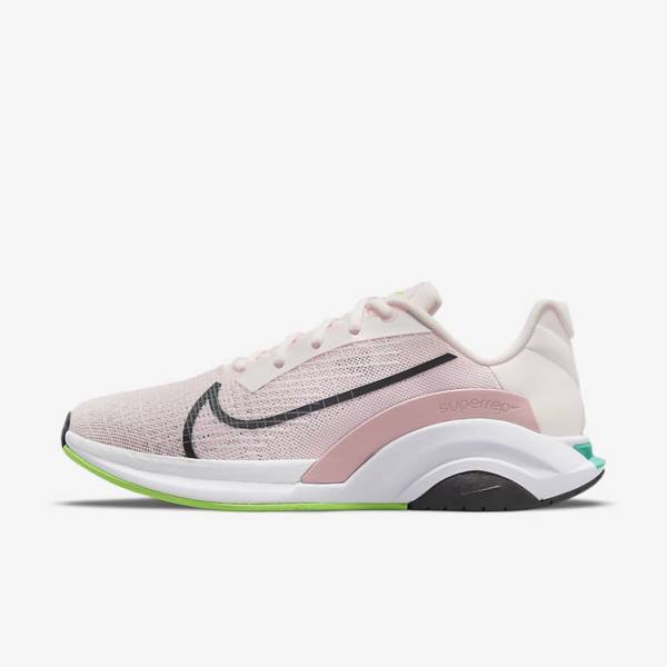 Light Pink / Green / Black Women\'s Nike ZoomX SuperRep Surge Endurance Class Training Shoes | NK057ADO