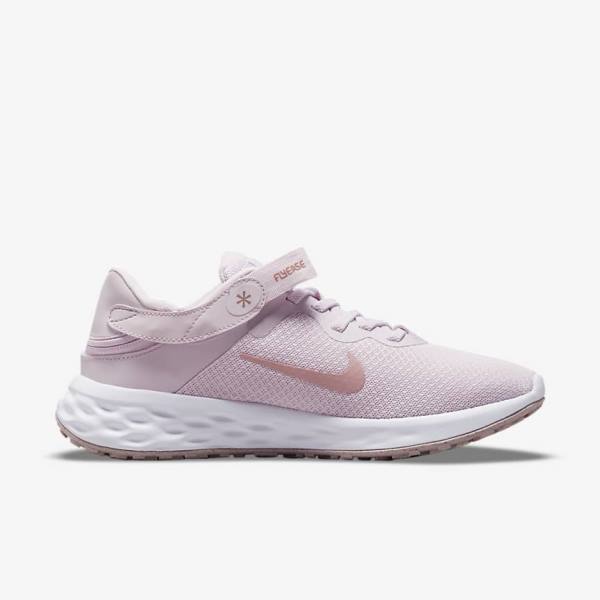 Light Purple / White Women's Nike Revolution 6 FlyEase Next Nature Easy On-Off Road Running Shoes | NK498MRV