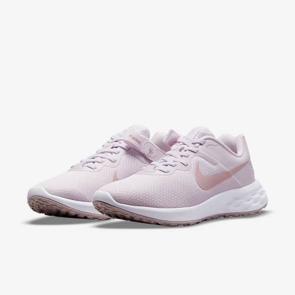 Light Purple / White Women's Nike Revolution 6 FlyEase Next Nature Easy On-Off Road Running Shoes | NK498MRV