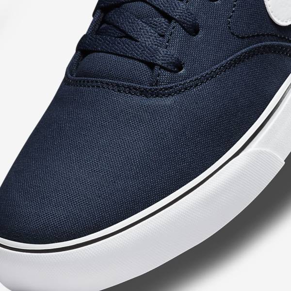 Navy / Navy / Black / White Men's Nike SB Chron 2 Canvas Skate Shoes | NK039FDT