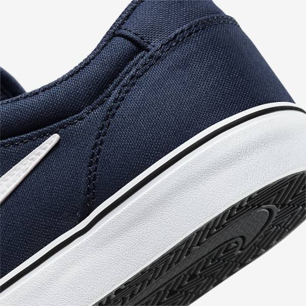 Navy / Navy / Black / White Men's Nike SB Chron 2 Canvas Skate Shoes | NK039FDT