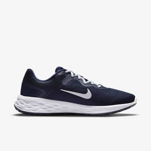 Navy / Obsidian / White Men's Nike Revolution 6 Next Nature Road Running Shoes | NK261RCZ