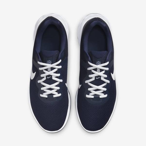 Navy / Obsidian / White Men's Nike Revolution 6 Next Nature Road Running Shoes | NK261RCZ