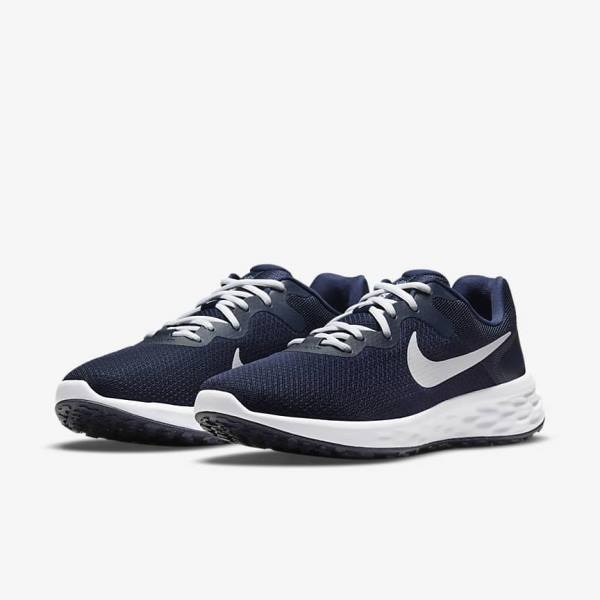 Navy / Obsidian / White Men's Nike Revolution 6 Next Nature Road Running Shoes | NK261RCZ