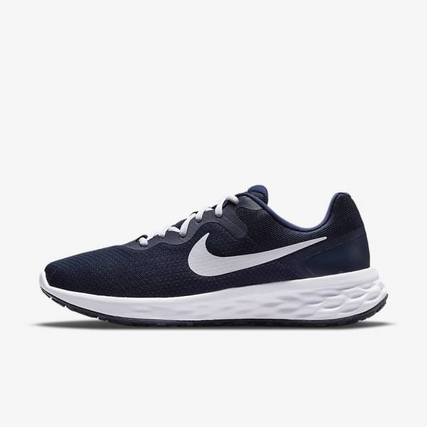 Navy / Obsidian / White Men\'s Nike Revolution 6 Next Nature Road Running Shoes | NK261RCZ