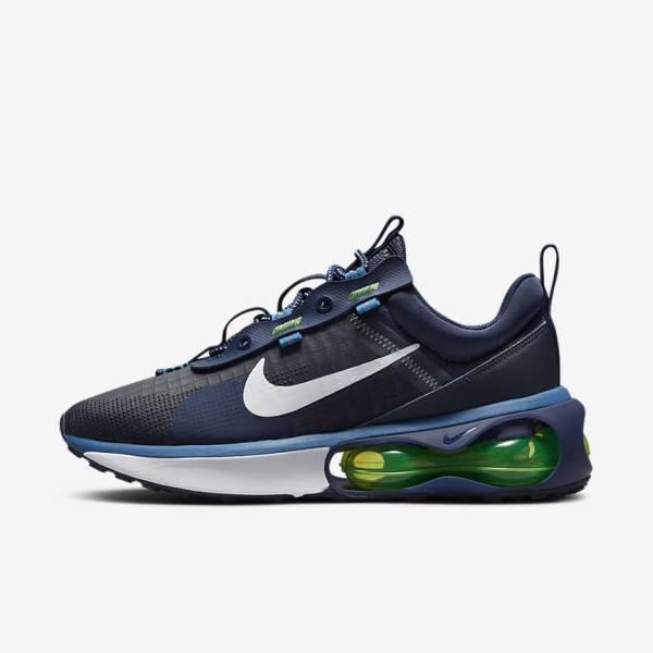 Obsidian / Light Green / Blue / White Men\'s Nike Air Max 2021 Sneakers | NK482YUP