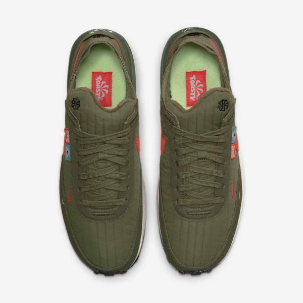 Olive / Black / Orange Men's Nike Waffle One Premium Sneakers | NK297DCM