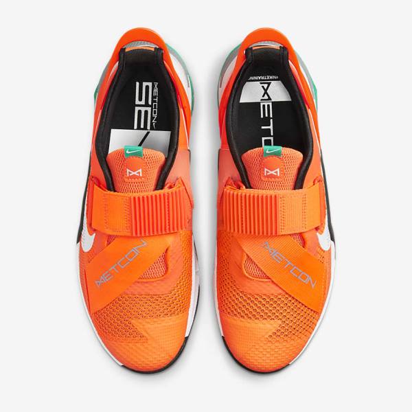 Orange / Dark Grey / Turquoise / White Women's Nike Metcon 7 FlyEase Training Shoes | NK109MXB