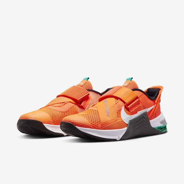 Orange / Dark Grey / Turquoise / White Women's Nike Metcon 7 FlyEase Training Shoes | NK109MXB