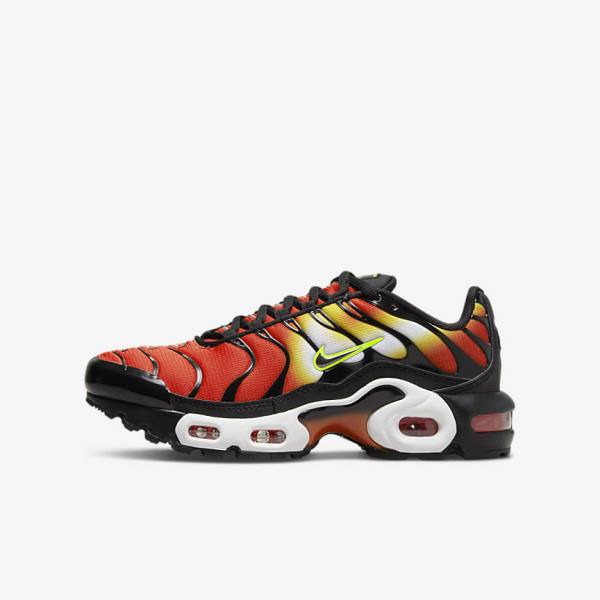 Orange / Gold / Black Kids\' Nike Air Max Plus Older Sneakers | NK713EVD