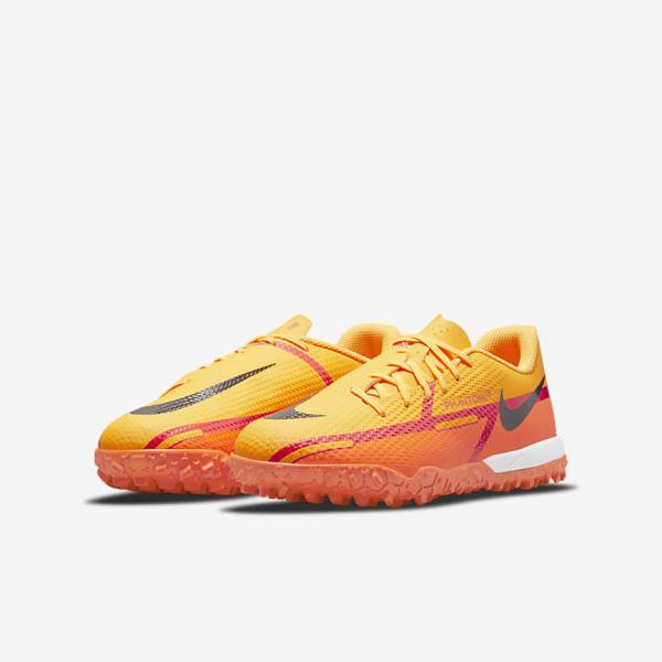 Orange / Light Red / Black Kids' Nike Jr. Phantom GT2 Academy TF Older Turf Football Shoes | NK017IFH