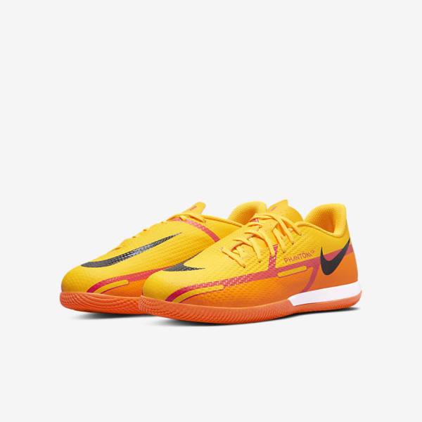 Orange / Light Red / Black Kids' Nike Jr. Phantom GT2 Academy IC Older Indoor Court Football Shoes | NK491CZU