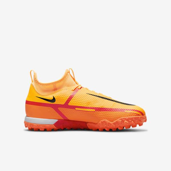 Orange / Light Red / Black Kids' Nike Jr. Phantom GT2 Academy Dynamic Fit TF Older Turf Football Shoes | NK618IDH