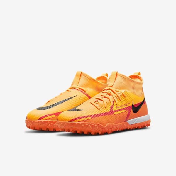 Orange / Light Red / Black Kids' Nike Jr. Phantom GT2 Academy Dynamic Fit TF Older Turf Football Shoes | NK618IDH