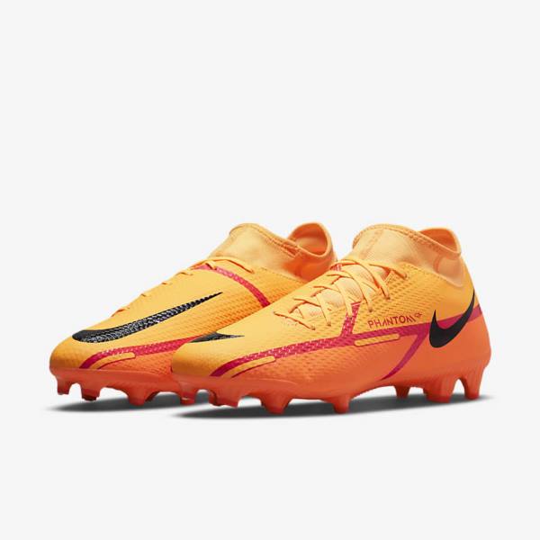 Orange / Light Red / Black Men's Nike Phantom GT2 Academy Dynamic Fit MG Multi-Ground Football Shoes | NK128PDW