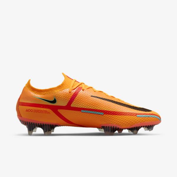 Orange / Light Red / Black Men's Nike Phantom GT2 Elite FG Firm-Ground Football Shoes | NK690KOT