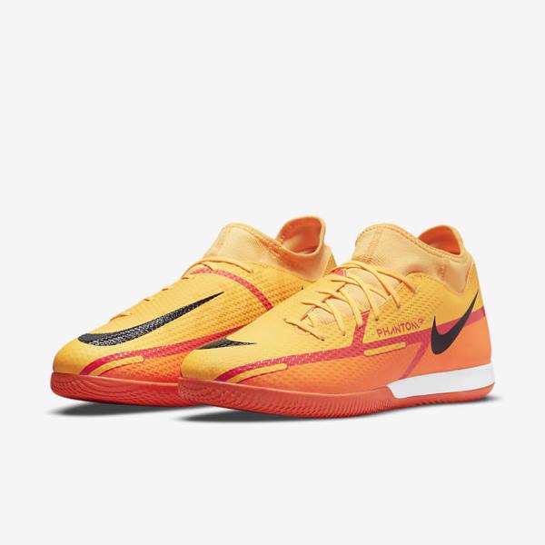 Orange / Light Red / Black Men's Nike Phantom GT2 Academy Dynamic Fit IC Indoor Court Football Shoes | NK705ZJO