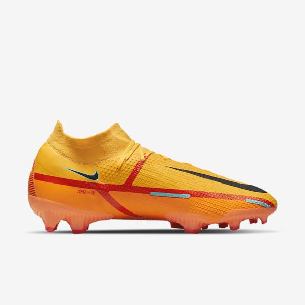 Orange / Light Red / Black Men's Nike Phantom GT2 Pro Dynamic Fit FG Firm-Ground Football Shoes | NK726XUN