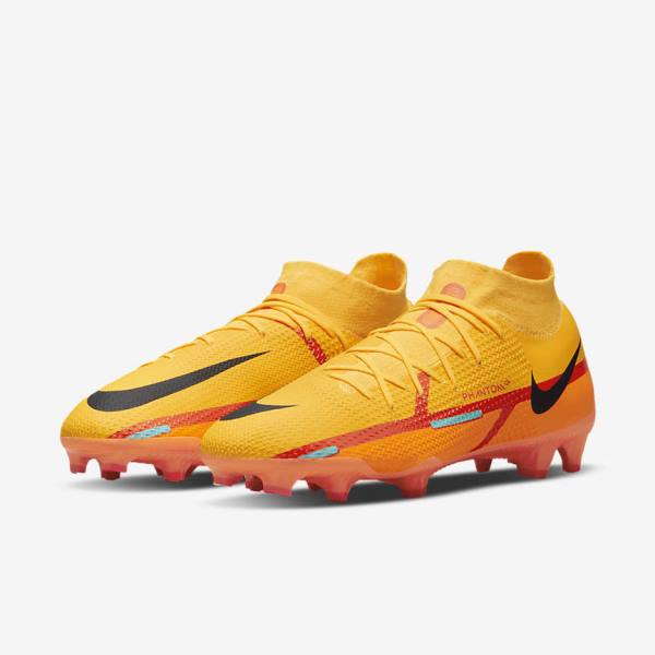 Orange / Light Red / Black Men's Nike Phantom GT2 Pro Dynamic Fit FG Firm-Ground Football Shoes | NK726XUN