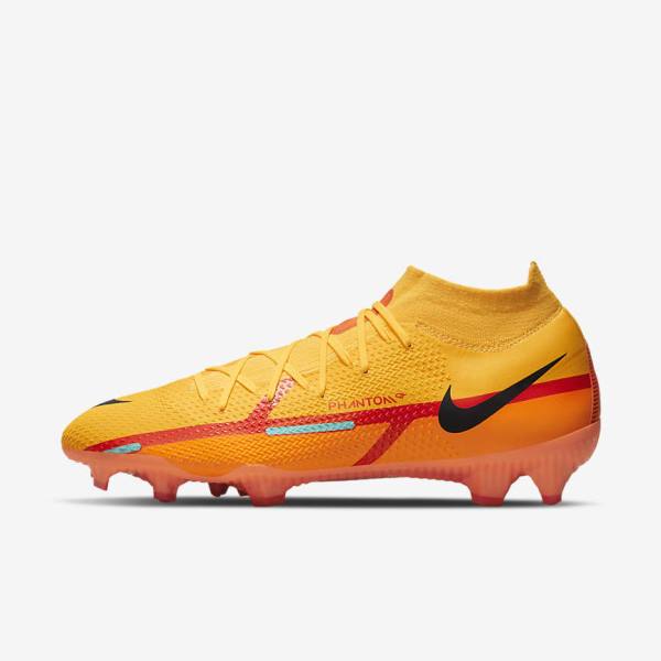 Orange / Light Red / Black Men\'s Nike Phantom GT2 Pro Dynamic Fit FG Firm-Ground Football Shoes | NK726XUN