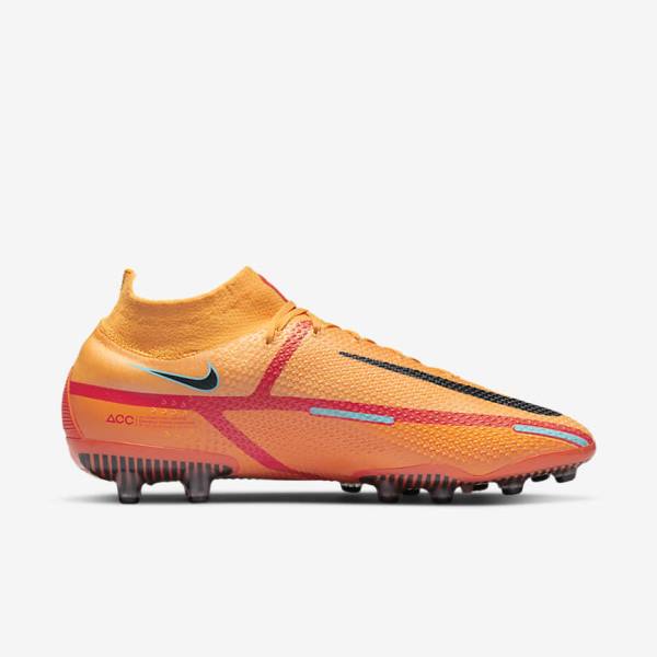 Orange / Light Red / Black Men's Nike Phantom GT2 Dynamic Fit Elite AG-Pro Artificial-Grass Football Shoes | NK816KDQ