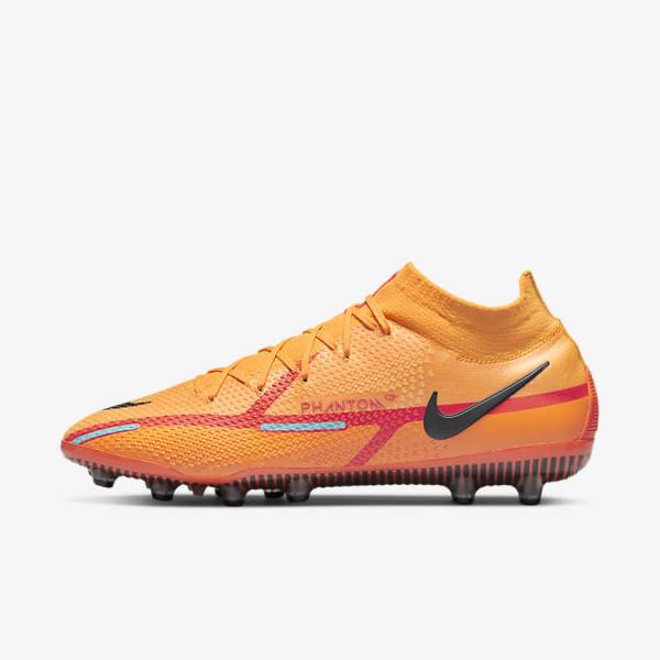 Orange / Light Red / Black Men\'s Nike Phantom GT2 Dynamic Fit Elite AG-Pro Artificial-Grass Football Shoes | NK816KDQ