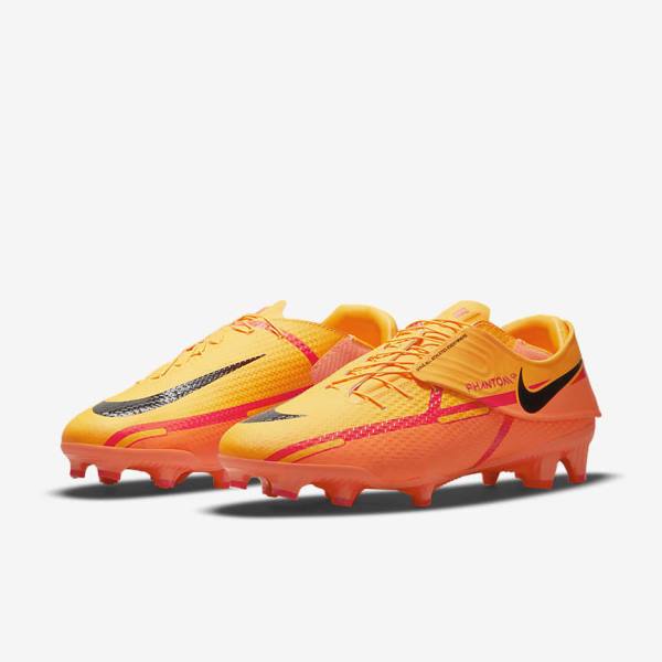 Orange / Light Red / Black Women's Nike Phantom GT2 Academy FlyEase MG Multi-Grounds Football Shoes | NK564IUC