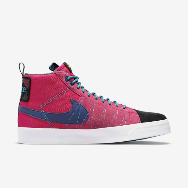 Pink / Blue / Royal Blue Men's Nike SB Zoom Blazer Mid Premium Skate Shoes | NK604EMR