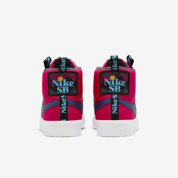 Pink / Blue / Royal Blue Men's Nike SB Zoom Blazer Mid Premium Skate Shoes | NK604EMR