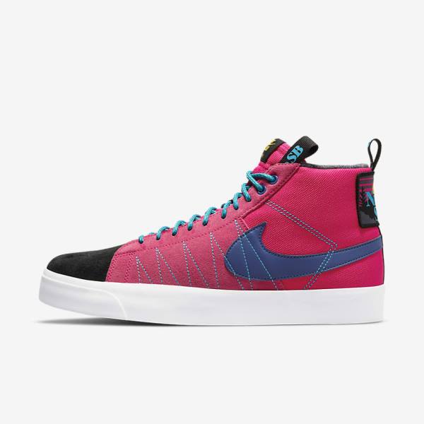 Pink / Blue / Royal Blue Men\'s Nike SB Zoom Blazer Mid Premium Skate Shoes | NK604EMR