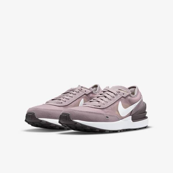 Pink / Light Purple / White Kids' Nike Waffle One Older Sneakers | NK257DGF