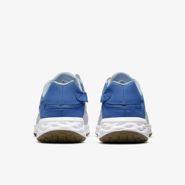 Platinum / Dark Blue / Blue Men's Nike Revolution 6 FlyEase Next Nature Easy-On-And-Off Road (Extra Wide) Running Shoes | NK283JBF