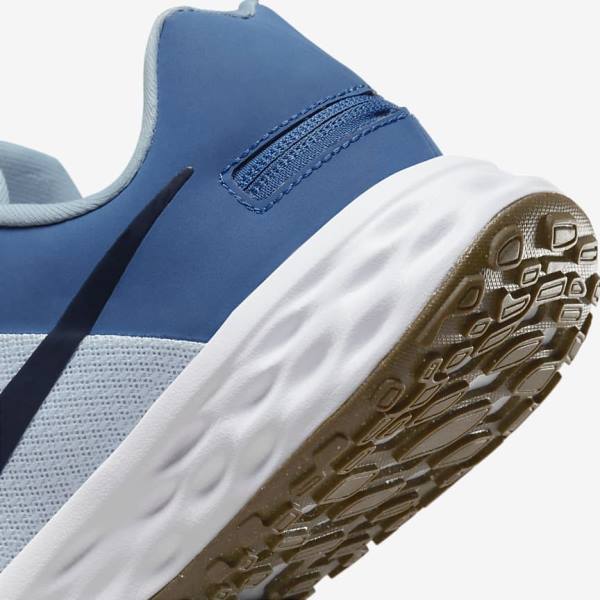 Platinum / Dark Blue / Blue Men's Nike Revolution 6 FlyEase Next Nature Easy-On-And-Off Road (Extra Wide) Running Shoes | NK283JBF