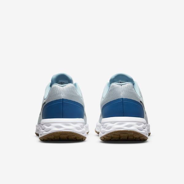 Platinum / Dark Blue / Blue Men's Nike Revolution 6 (Extra Wide) Running Shoes | NK721POF