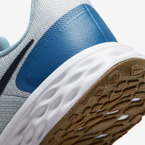 Platinum / Dark Blue / Blue Men's Nike Revolution 6 (Extra Wide) Running Shoes | NK721POF