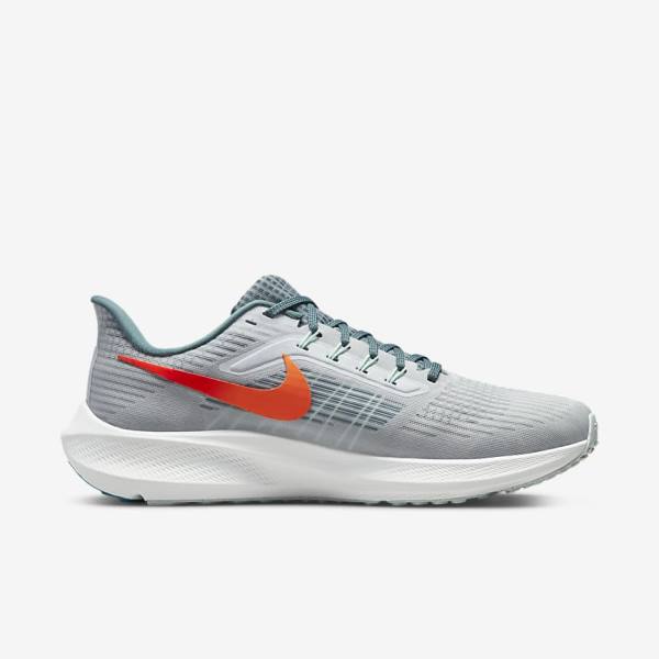 Platinum / Orange Men's Nike Air Zoom Pegasus 39 Road Running Shoes | NK490UBM