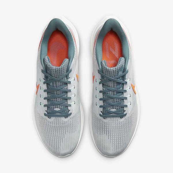 Platinum / Orange Men's Nike Air Zoom Pegasus 39 Road Running Shoes | NK490UBM