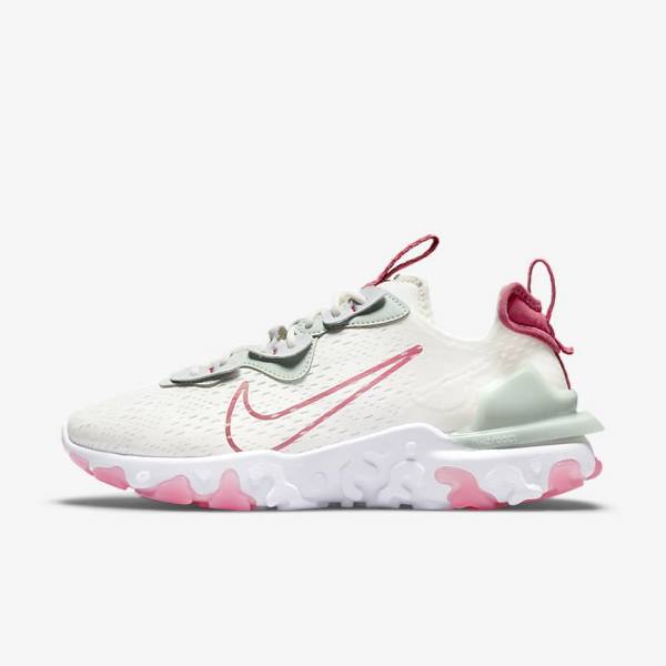 Platinum / Pink Women\'s Nike React Vision Sneakers | NK934GIQ