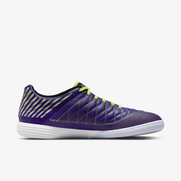 Purple / Black / White Men's Nike Lunar Gato II IC Indoor Court Football Shoes | NK126UZY