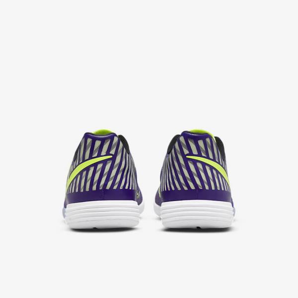 Purple / Black / White Men's Nike Lunar Gato II IC Indoor Court Football Shoes | NK126UZY